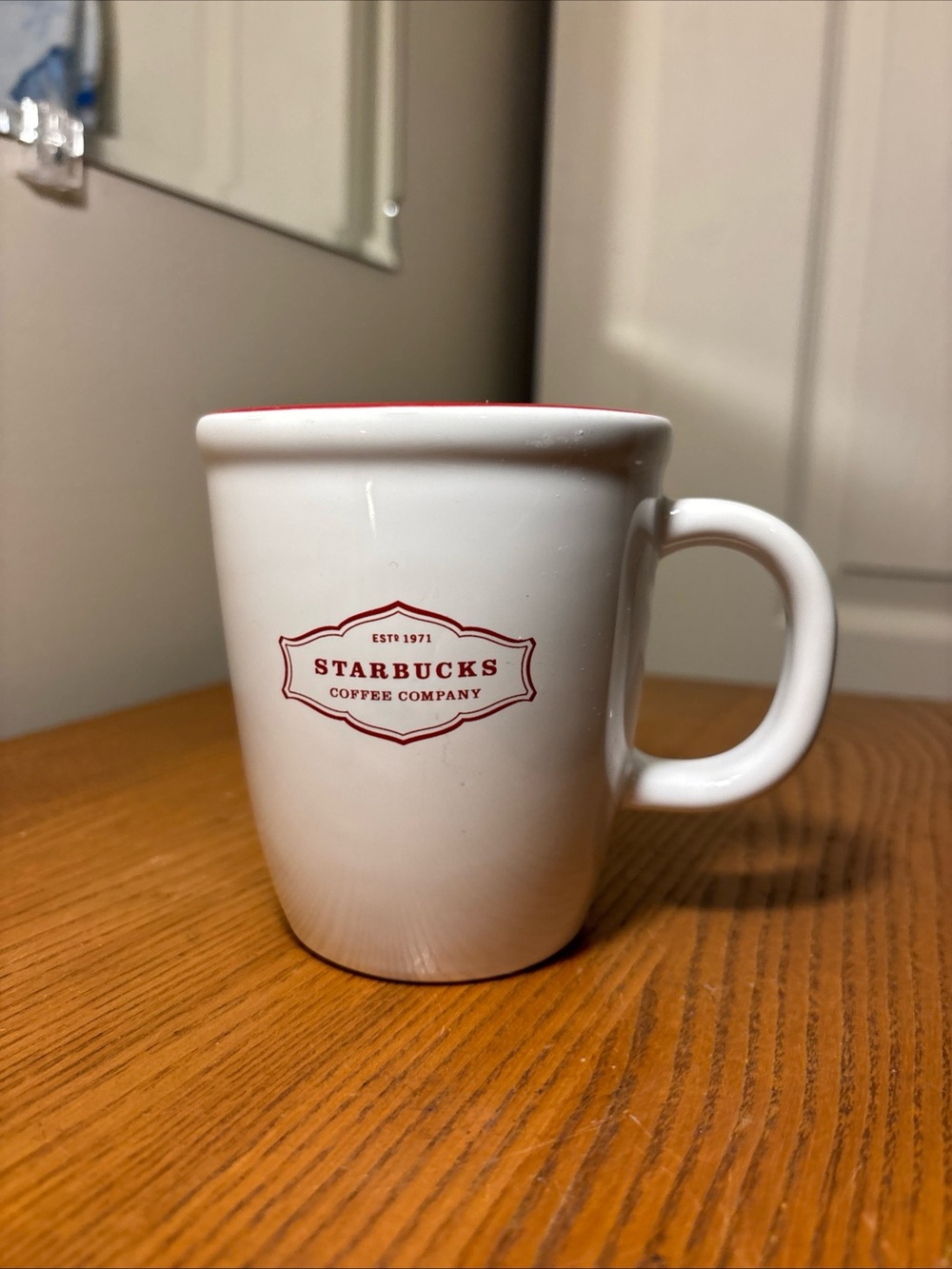 Starbucks White Ceramic Mug with Red Logo Accent